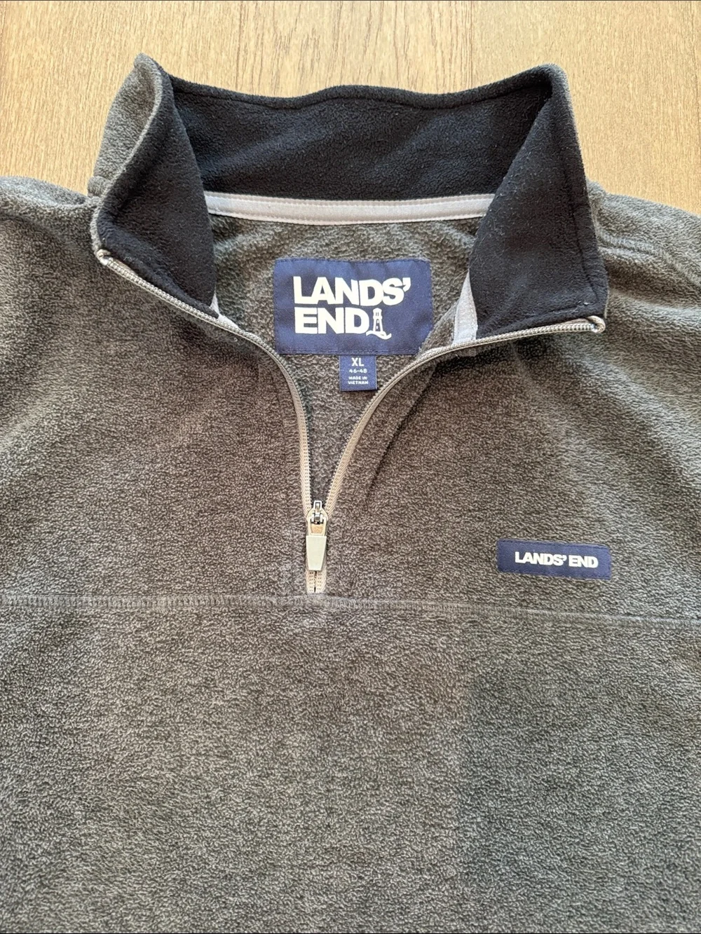 Lands’ End Fleece Quarter Zip Anyweather‎ Pullover Men’s XL High Collar Gray